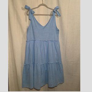 HALARA Frill Tie-Up V-Neck Midi Dress - M